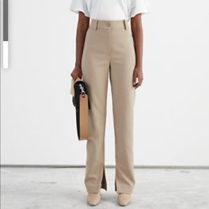 Beige slim waist high trousers & other stories